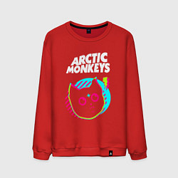 Свитшот хлопковый мужской Arctic Monkeys rock star cat, цвет: красный