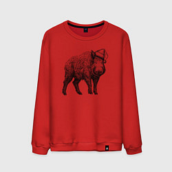 Мужской свитшот Кабан в новогоднем колпаке