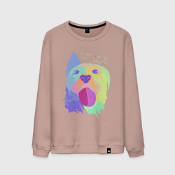 Свитшот хлопковый мужской Живи проще - будь добрее, цвет: пыльно-розовый