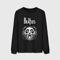 Свитшот хлопковый мужской The Beatles rock panda, цвет: черный