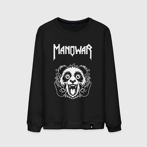 Мужской свитшот Manowar rock panda / Черный – фото 1