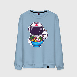 Свитшот хлопковый мужской Космонавт ест рамен, цвет: мягкое небо