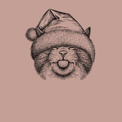 Свитшот хлопковый мужской Кот в новогодней шапке, цвет: пыльно-розовый — фото 2