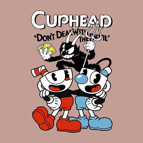 Мужской свитшот Cuphead - devil / Пыльно-розовый – фото 3