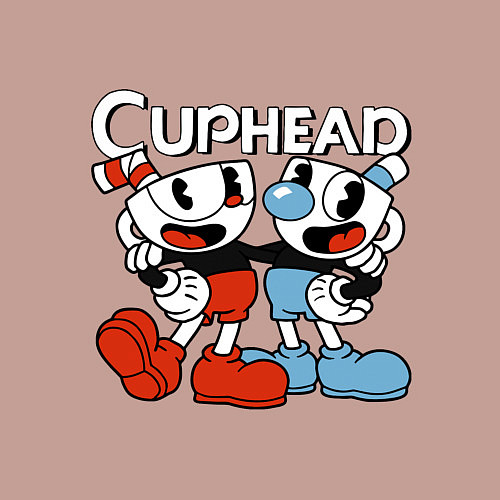 Мужской свитшот Cuphead and Mugman / Пыльно-розовый – фото 3