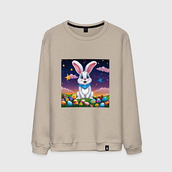 Свитшот хлопковый мужской Кролик под звёздами, цвет: миндальный