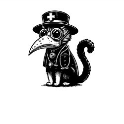 Свитшот хлопковый мужской Кот в маске чумного доктора, цвет: белый — фото 2