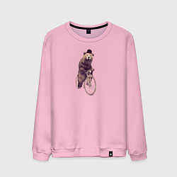 Свитшот хлопковый мужской Медведь на велосипеде, цвет: светло-розовый