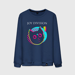 Свитшот хлопковый мужской Joy Division rock star cat, цвет: тёмно-синий