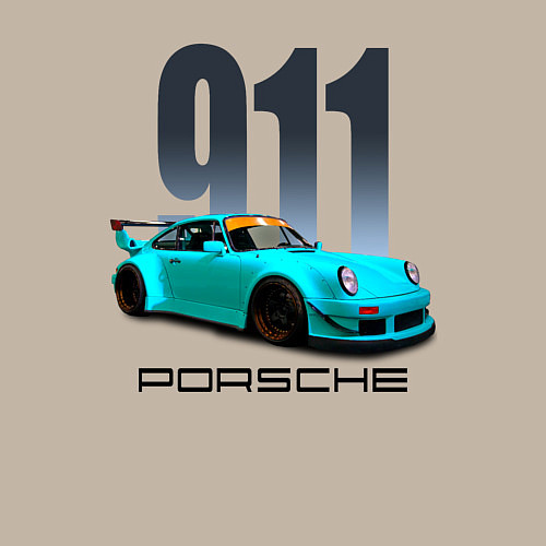 Мужской свитшот Cпортивный автомобиль Porsche / Миндальный – фото 3