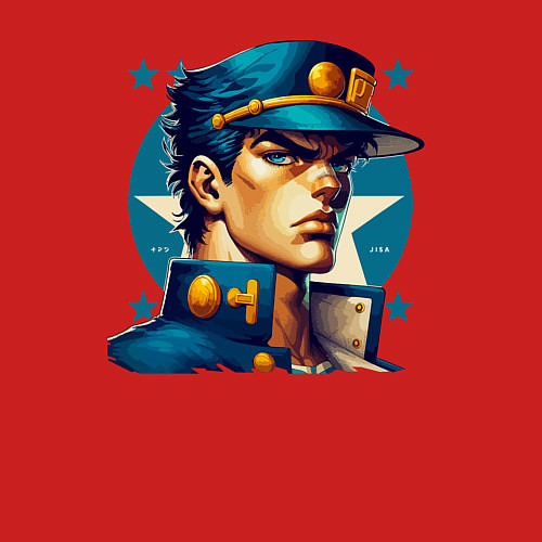 Мужской свитшот Jojo - Jotaro Kujo ai art / Красный – фото 3