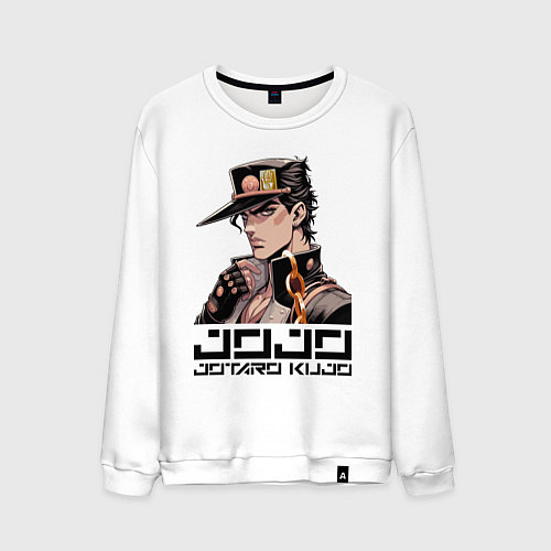 Мужской свитшот Jotaro Kujo - Jojo ai art / Белый – фото 1