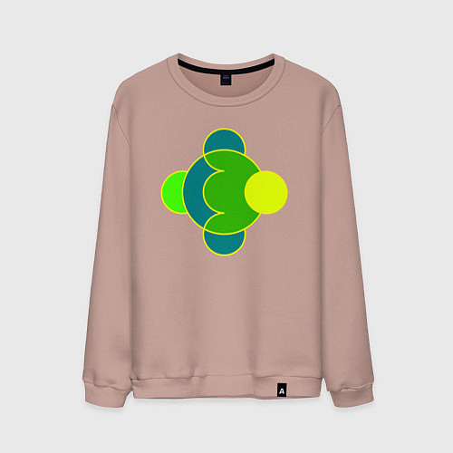 Мужской свитшот Фигура из окружностей желто-зеленая / Пыльно-розовый – фото 1
