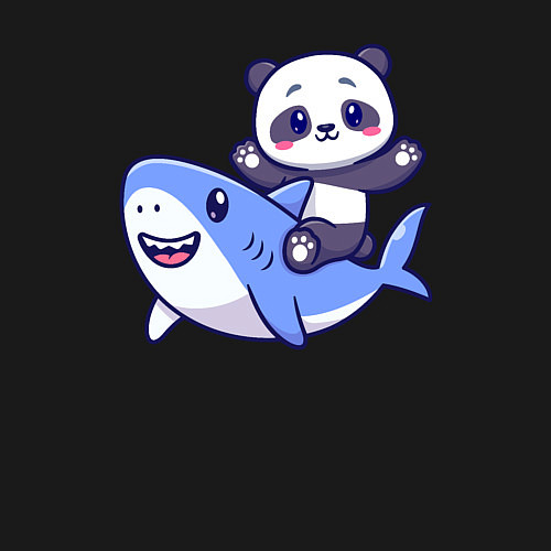 Мужской свитшот Панда и акула / Черный – фото 3