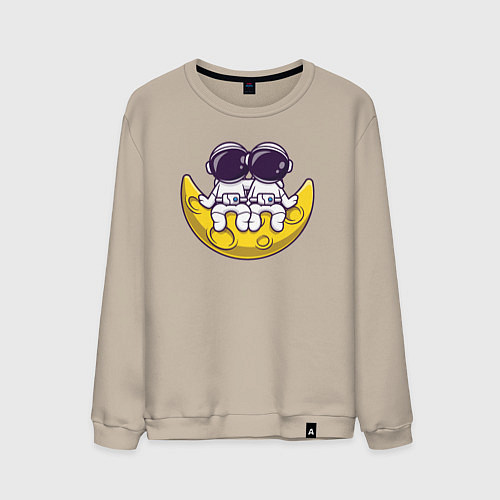 Мужской свитшот Космонавты на Луне / Миндальный – фото 1