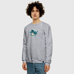 Свитшот хлопковый мужской Акула - морской патруль, цвет: меланж — фото 2