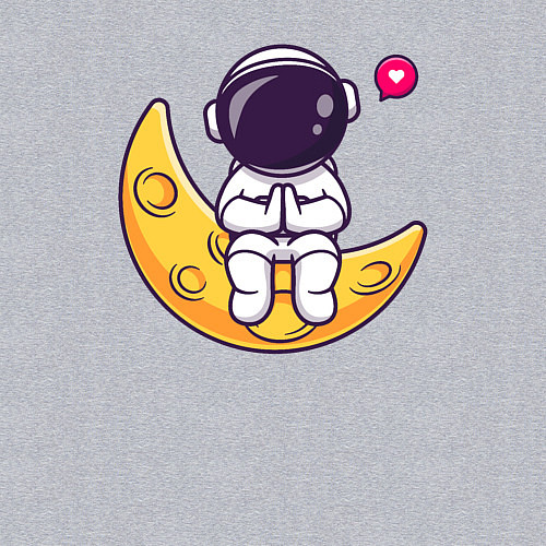 Мужской свитшот Луна и астронавт / Меланж – фото 3