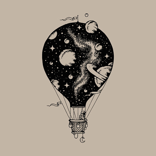 Мужской свитшот Космический воздушный шар / Миндальный – фото 3