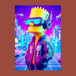 Свитшот хлопковый мужской Cyber Bart on a virtual glasses, цвет: кирпичный — фото 2