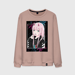 Свитшот хлопковый мужской Zero Two is darling, цвет: пыльно-розовый