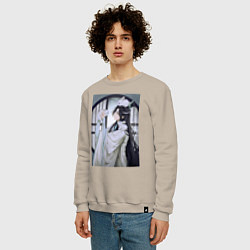 Свитшот хлопковый мужской Ванцзи Лань кролики, цвет: миндальный — фото 2