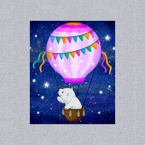 Мужской свитшот Белый медведь на воздушном шаре / Меланж – фото 3