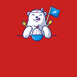 Свитшот хлопковый мужской Белый медведь и мороженое, цвет: красный — фото 2