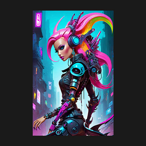 Мужской свитшот Cyber witch - ai art fantasy / Черный – фото 3