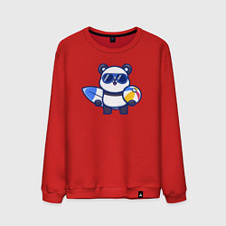 Свитшот хлопковый мужской Панда на море, цвет: красный