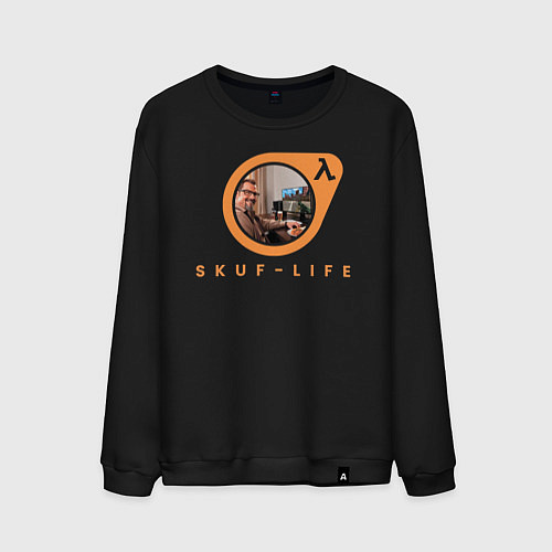 Мужской свитшот Скуф лайф / Черный – фото 1