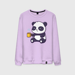 Свитшот хлопковый мужской Панда с кофе, цвет: лаванда
