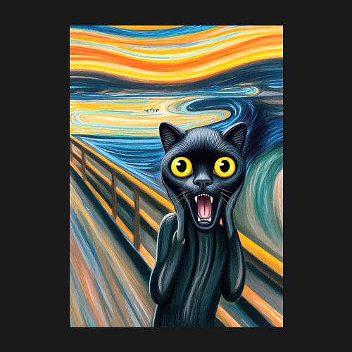 Мужской свитшот Пантера кричит - мем нейросеть / Черный – фото 3