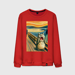 Свитшот хлопковый мужской Тоторо кричит - мем нейросеть, цвет: красный