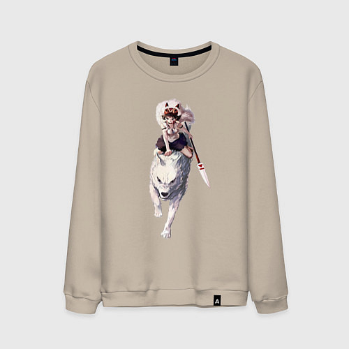Мужской свитшот Принцесса Мононоке волк / Миндальный – фото 1