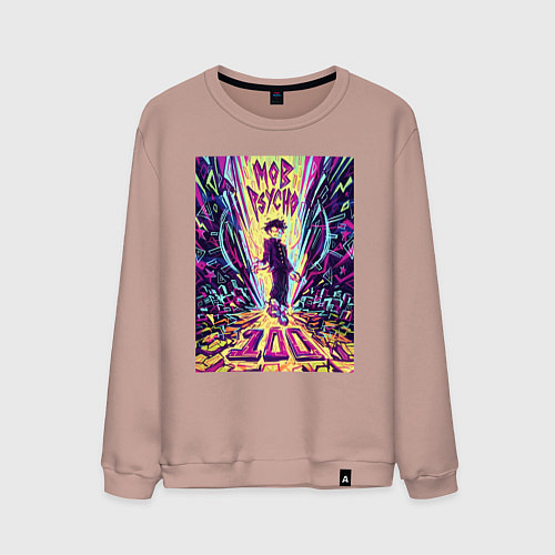 Мужской свитшот Моб Психо Шигэо Кагэяма / Пыльно-розовый – фото 1