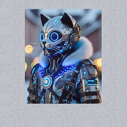 Свитшот хлопковый мужской Cyber cat - ai art fantasy, цвет: меланж — фото 2