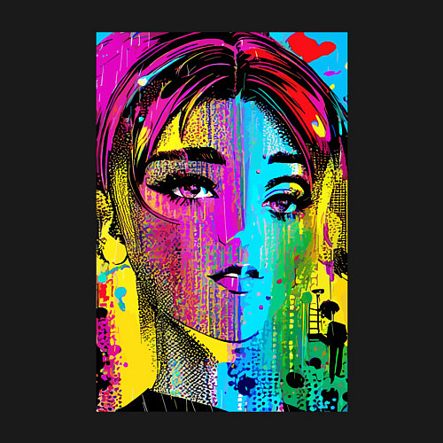 Мужской свитшот Портрет девушки - нейросеть / Черный – фото 3