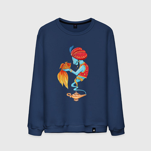 Мужской свитшот Джинн и золотая рыбка / Тёмно-синий – фото 1