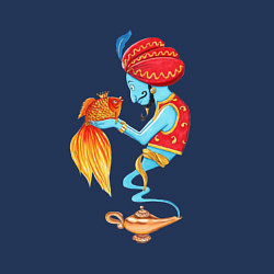 Свитшот хлопковый мужской Джинн и золотая рыбка, цвет: тёмно-синий — фото 2