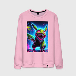 Свитшот хлопковый мужской Pikachu - nightmare ai art fantasy, цвет: светло-розовый