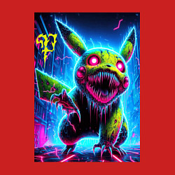 Свитшот хлопковый мужской Pikachu - nightmare ai art fantasy, цвет: красный — фото 2