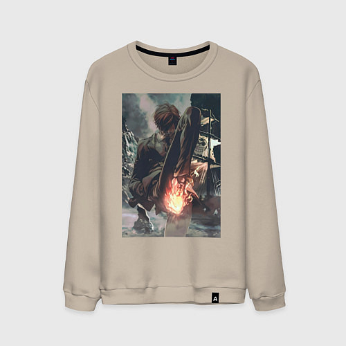 Мужской свитшот Ван-Пис Санджи пират / Миндальный – фото 1