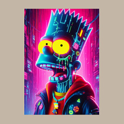 Свитшот хлопковый мужской Cyber Bart Simpson - neon glow ai art, цвет: миндальный — фото 2