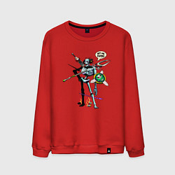 Свитшот хлопковый мужской Hit me boyo Hades skeleton, цвет: красный