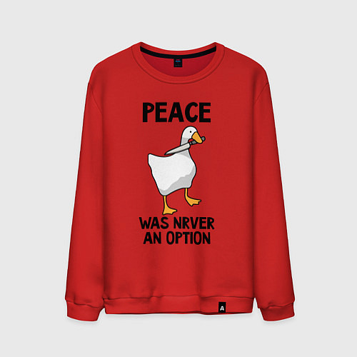 Мужской свитшот Белый гусь с ножом / Красный – фото 1