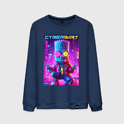 Свитшот хлопковый мужской Cyber Bart in metropolis - neon glow, цвет: тёмно-синий