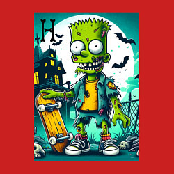 Свитшот хлопковый мужской Зомби Барт со скейтбордом - хэллоуин, цвет: красный — фото 2