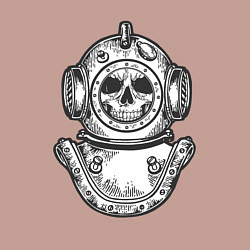 Свитшот хлопковый мужской Скелет аквалангист, цвет: пыльно-розовый — фото 2