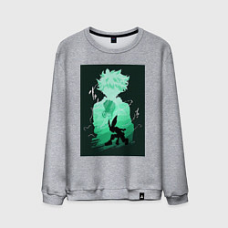 Свитшот хлопковый мужской Моя геройская академия Идзуку Мидория герой, цвет: меланж