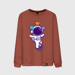 Свитшот хлопковый мужской Космонавт жонглёр, цвет: кирпичный